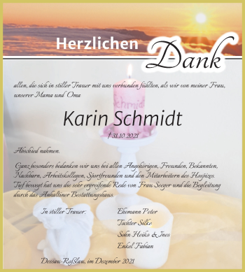 Traueranzeige von Karin Schmidt von Trauerkombi Dessau