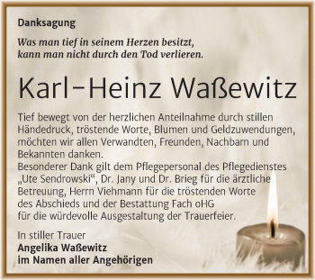 Traueranzeige von Karl-Heinz Waßewitz von Trauerkombi Merseburg