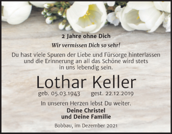 Traueranzeige von Lothar Keller von Trauerkombi Bitterfeld