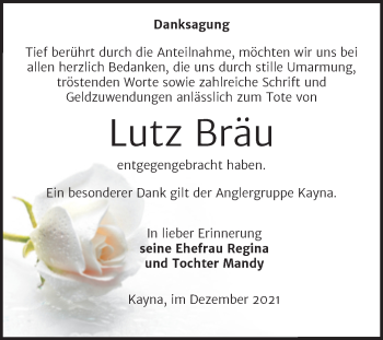 Traueranzeige von Lutz Bräu von Trauerkombi Zeitz