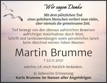 Traueranzeige von Martin Brumme von Trauerkombi Wittenberg