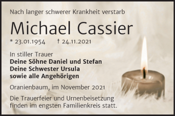 Traueranzeige von Michael Cassier von Trauerkombi Wittenberg