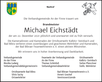 Traueranzeige von Michael Eichstädt von Naumburger Tageblatt