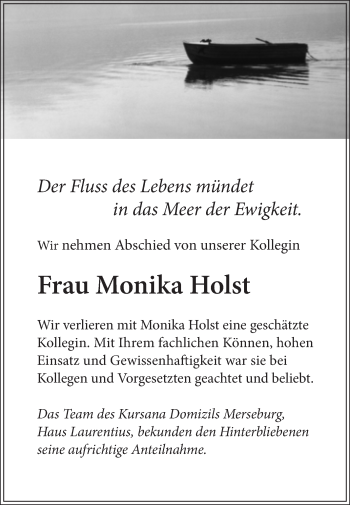 Traueranzeige von Monika Holst von Super Sonntag Merseburg/Querfurt