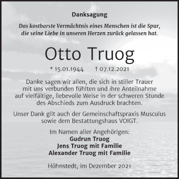 Traueranzeige von Otto Truog von Mitteldeutsche Zeitung Halle/Saalkreis