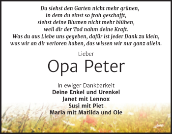 Traueranzeige von Peter  von Trauerkombi Zeitz