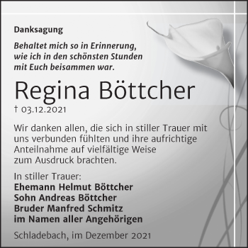 Traueranzeige von Regina Böttcher von Trauerkombi Merseburg