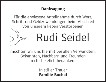 Traueranzeige von Rudi Seidel von Trauerkombi Weißenfels