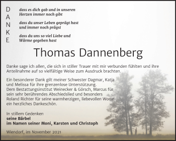 Traueranzeige von Thomas Dannenberg von Trauerkombi Bernburg