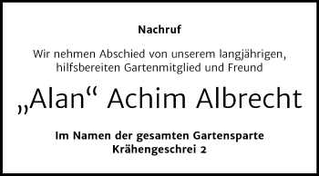 Traueranzeige von Achim Albrecht von Super Sonntag Aschersleben