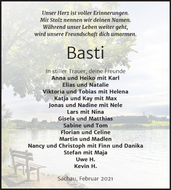 Traueranzeige von Basti  von Mitteldeutsche Zeitung Wittenberg