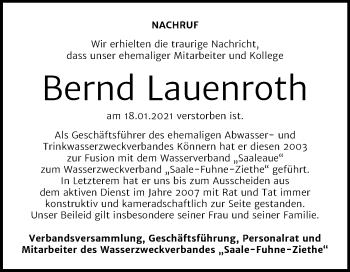 Traueranzeige von Bernd Lauenroth von Mitteldeutsche Zeitung 