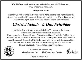 Traueranzeige von Christel und Otto Scholz und Schröder von Super Sonntag Aschersleben