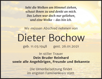 Traueranzeige von Dieter Bochow von Mitteldeutsche Zeitung Wittenberg