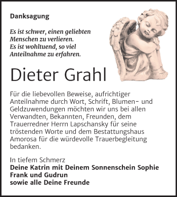 Traueranzeige von Dieter Grahl von Super Sonntag Dessau-Roßlau