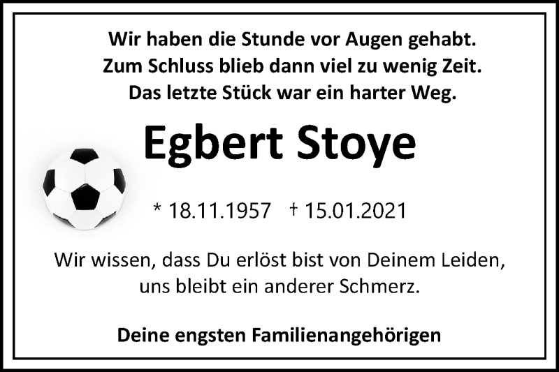  Traueranzeige für Egbert Stoye vom 06.02.2021 aus Mitteldeutsche Zeitung Bitterfeld