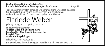 Traueranzeige von Elfriede Weber von Super Sonntag Merseburg/Querfurt