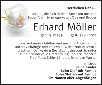 Traueranzeige von Erhard Möller von Super Sonntag Wittenberg
