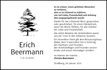 Traueranzeige von Erich Beermann von Super Sonntag Quedlinburg