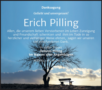 Traueranzeige von Erich Pilling von Mitteldeutsche Zeitung Weißenfels