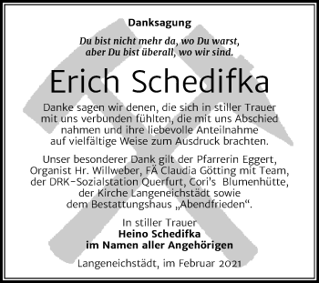 Traueranzeige von Erich Schedifka von Mitteldeutsche Zeitung Merseburg/Querfurt