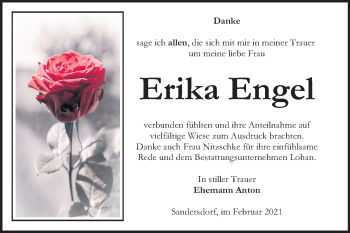 Traueranzeige von Erika Engel von Mitteldeutsche Zeitung Bitterfeld