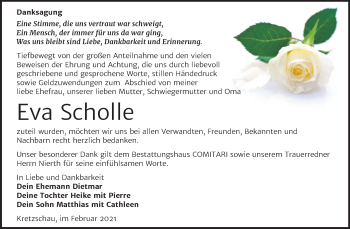 Traueranzeige von Eva Scholle von Super Sonntag Zeitz