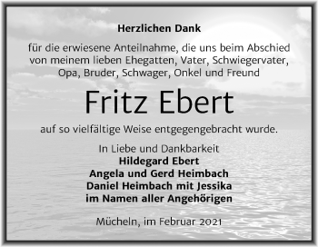 Traueranzeige von Fritz Ebert von Mitteldeutsche Zeitung Merseburg/Querfurt