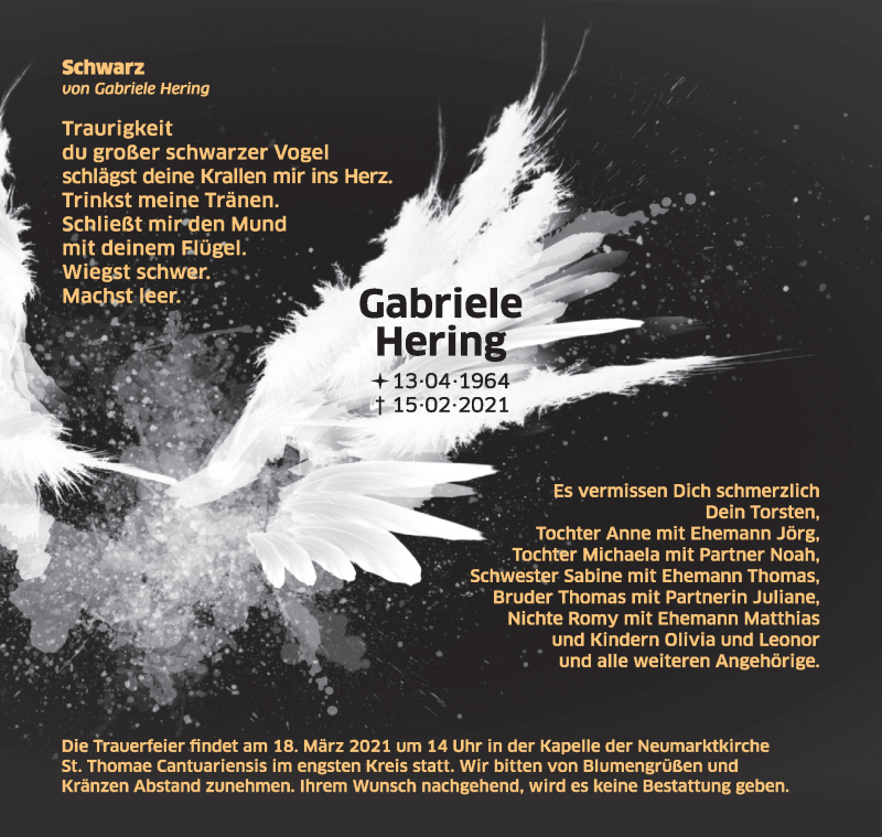  Traueranzeige für Gabriele Hering vom 24.02.2021 aus Mitteldeutsche Zeitung Merseburg/Querfurt