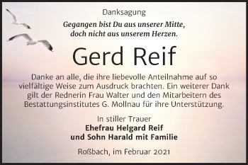Traueranzeige von Gerd Reif von Mitteldeutsche Zeitung Merseburg/Querfurt