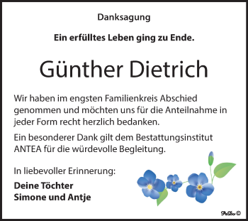Traueranzeige von Günther Dietrich von Mitteldeutsche Zeitung Zeitz