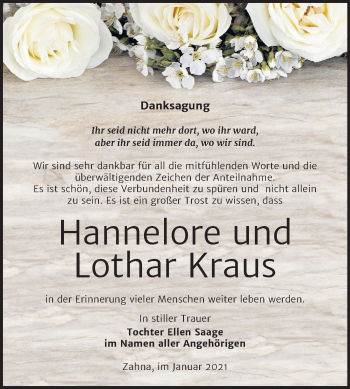 Traueranzeige von Hannelore und Lothar Kraus von Super Sonntag Wittenberg
