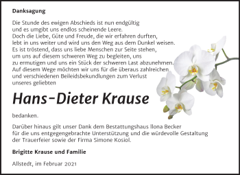 Traueranzeige von Hans-Dieter Krause von Mitteldeutsche Zeitung Sangerhausen