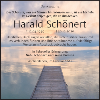 Traueranzeige von Harald Schönert von Super Sonntag Aschersleben