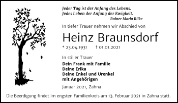 Traueranzeige von Heinz Braunsdorf von Mitteldeutsche Zeitung Wittenberg