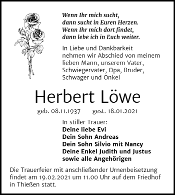 Traueranzeige von Herbert Löwe von Mitteldeutsche Zeitung Wittenberg