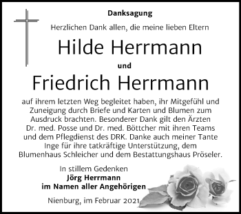 Traueranzeige von Hilde und Friedrich Herrmann von Mitteldeutsche Zeitung Bernburg