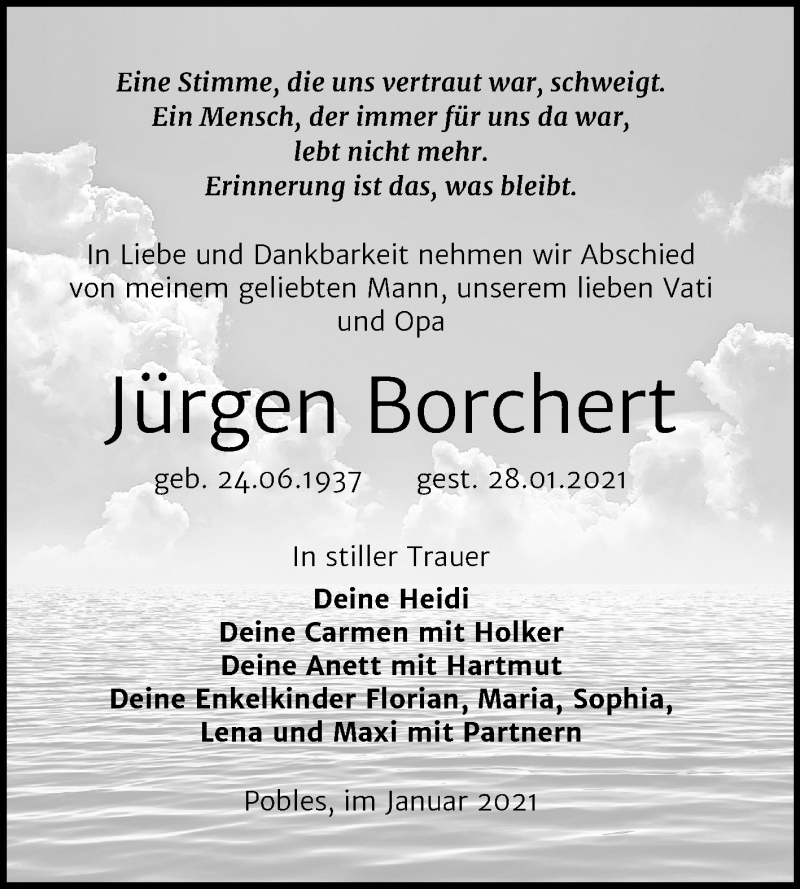 Traueranzeigen von Jürgen Borchert www.abschiednehmen.de