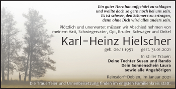 Traueranzeige von Karl-Heinz Hielscher von Mitteldeutsche Zeitung Wittenberg