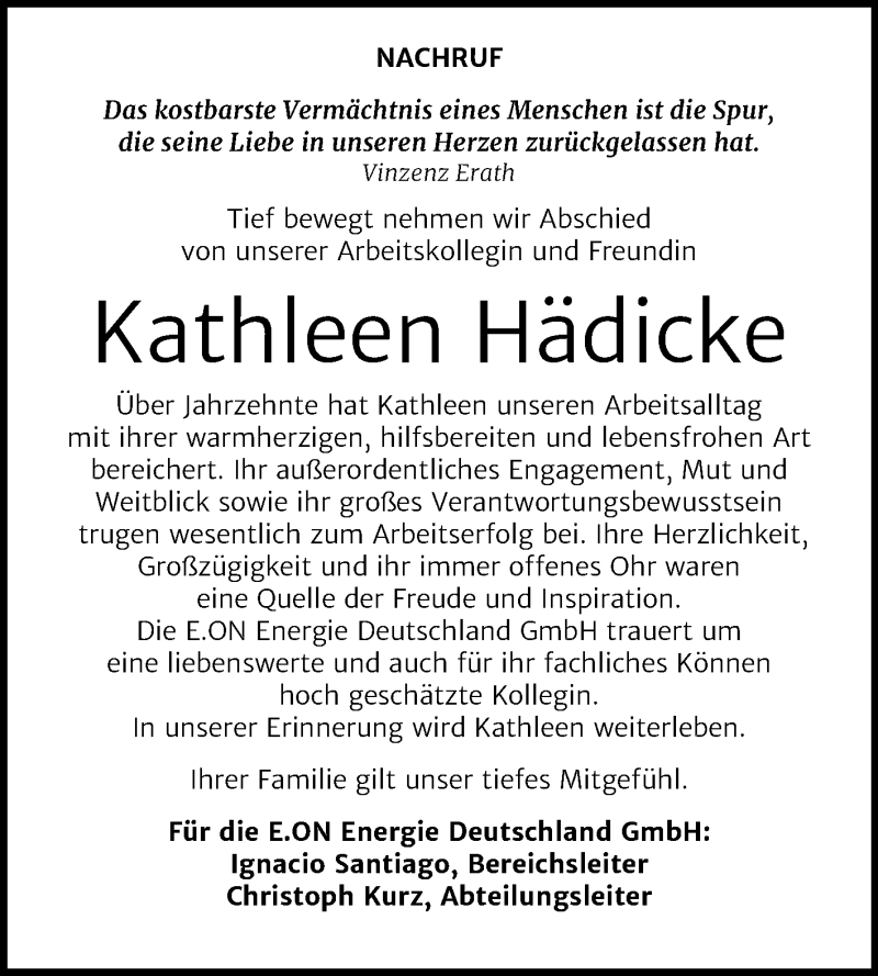  Traueranzeige für Kathleen Hädicke vom 20.02.2021 aus Mitteldeutsche Zeitung 