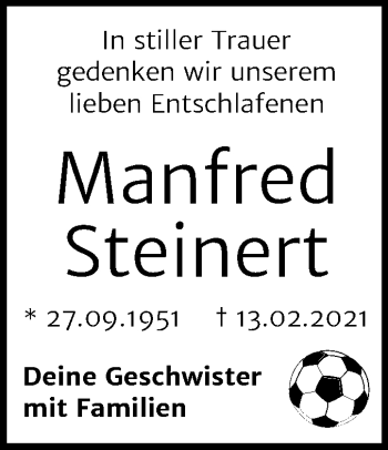 Traueranzeige von Manfred Steinert von Mitteldeutsche Zeitung Bitterfeld