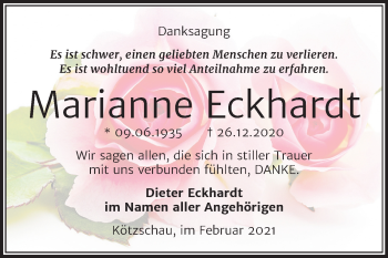 Traueranzeige von Marianne Eckhardt von Super Sonntag Merseburg/Querfurt