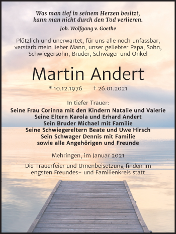 Traueranzeige von Martin Andert von Mitteldeutsche Zeitung Aschersleben