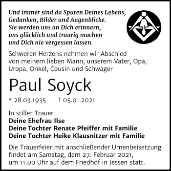 Traueranzeige von Paul Soyck von Mitteldeutsche Zeitung Wittenberg