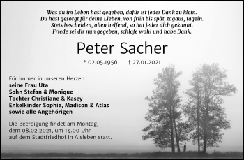 Traueranzeige von Peter Sacher von Mitteldeutsche Zeitung Bernburg