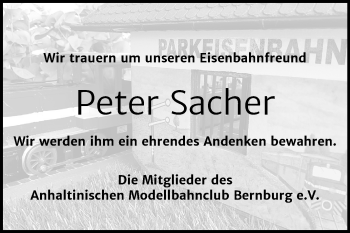 Traueranzeige von Peter Sacher von Super Sonntag Bernburg