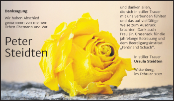 Traueranzeige von Peter Steidten von Mitteldeutsche Zeitung Wittenberg