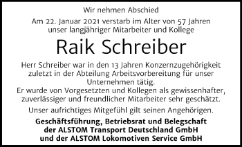 Traueranzeige von Raik Schreiber von Mitteldeutsche Zeitung Halle/Saalkreis