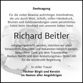 Traueranzeige von Richard Beitler von Mitteldeutsche Zeitung Zeitz