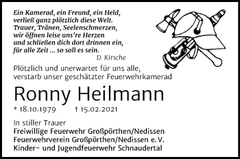 Traueranzeige von Ronny Heilmann von Mitteldeutsche Zeitung Zeitz